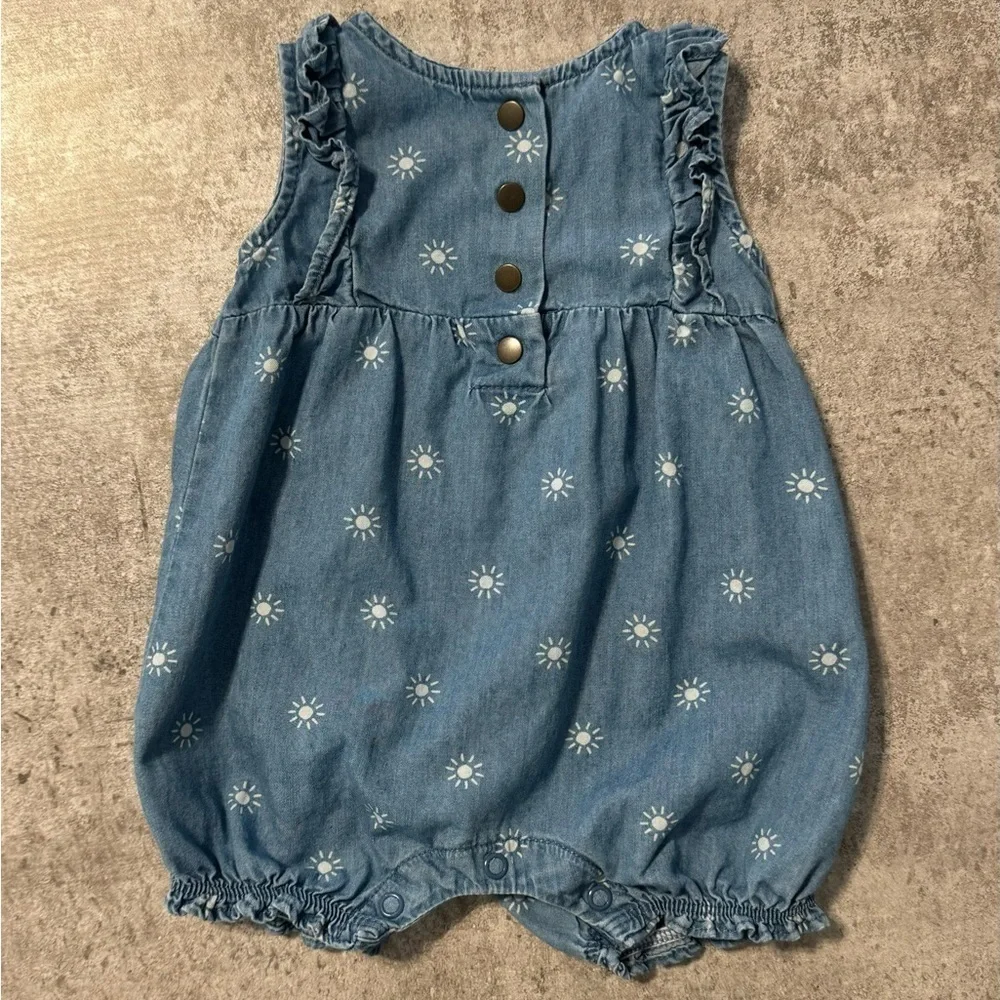 Carters Girls 3 Months Chambray Snap-Up Romper